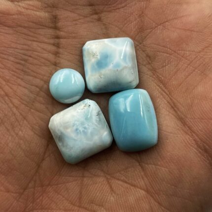 Natural Larimar Mix Cabochon Gemstone Lot 4 Pcs 9-14 MM 35 CT