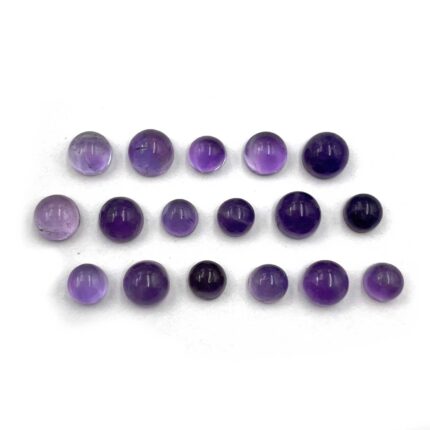 Natural African Amethyst Cabochon Round Loose Gemstone Lot 17 Pcs 4-5 MM 9.1 CT