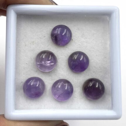 Natural African Amethyst Cabochon Round Loose Gemstone Lot 6 Pcs 10 MM 23.8 CT