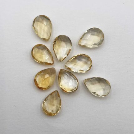 Natural Citrine Pear Briolette Cut Loose Gemstone Lot 9 Pcs 7*10 MM 15 CT