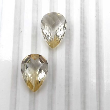 Natural Citrine Pear Checker Cut Loose Gemstone Lot 2 Pcs 13*18 MM 15 CT
