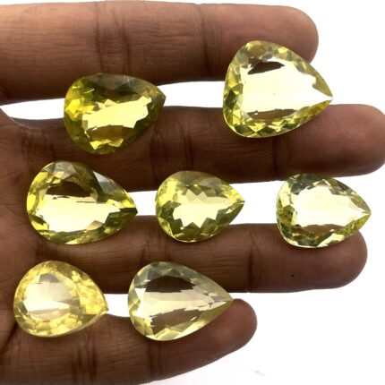 Natural Lemon Quartz Pear Cut Loose Gemstone Lot 4 Pcs 16*20-20*24 MM 86 CT