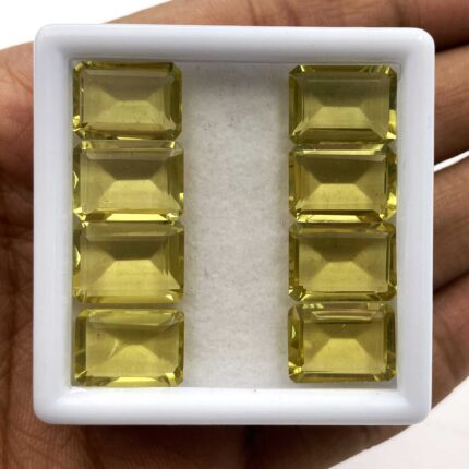 Natural Lemon Quartz Octagon Cut Loose Stone Lot 15 Pcs 10*14 MM 102 CT