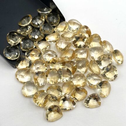 Natural Citrine Heart Checker Cut Loose Gemstone Lot 11 Pcs 12 MM 51 CT