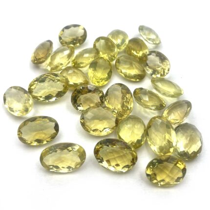 Natural Lemon Quartz Oval Checker Cut Loose Stone Lot 7 Pcs 14*19-15*21 MM 105CT