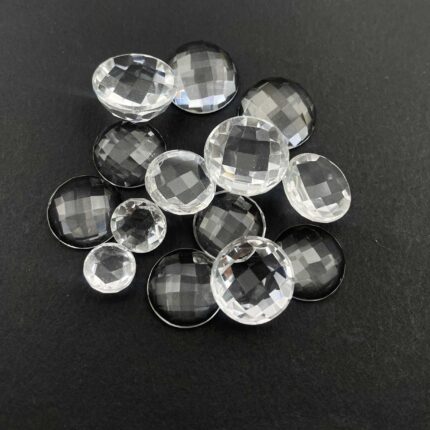 Natural Crystal Quartz Round Rose Cut Loose Gemstone Lot 14 Pcs 9-16 MM 118 CT