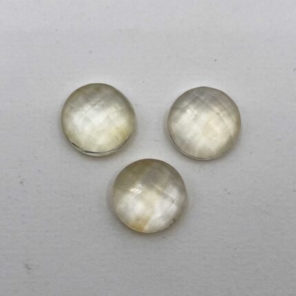 Natural Citrine Round Checker Cut Loose Gemstone Lot 3 Pcs 16 MM 35 CT