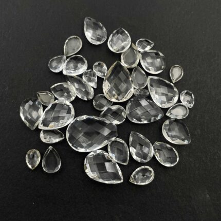 Natural Crystal Quartz Pear Briolette Cut Gemstone Lot 35 Pcs 5x7-13x18 MM 81 CT
