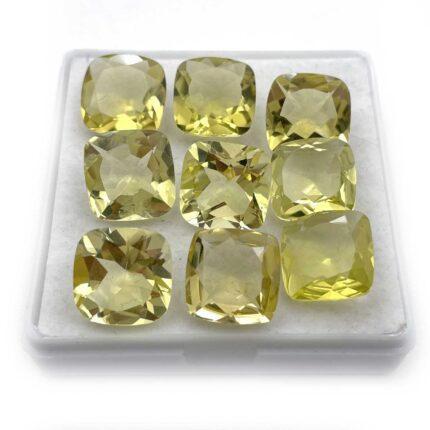 Natural Lemon Quartz Cushion Cut Loose Gemstone Lot 15 Pcs 12 MM 92 CT