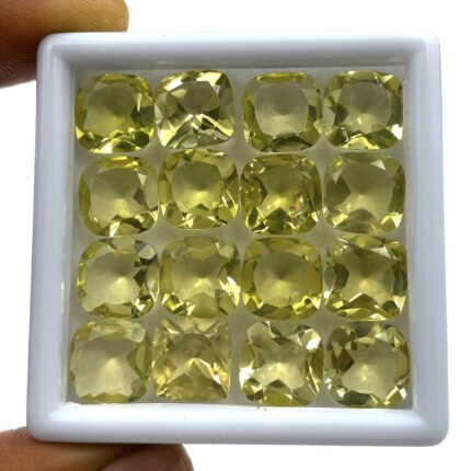 Natural Lemon Quartz Cushion Cut Loose Gemstone Lot 14 Pcs 10 MM 50 CT