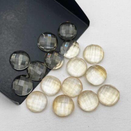 Natural Citrine Round Checker Cut Loose Gemstone Lot 16 Pcs 10 MM 53 CT