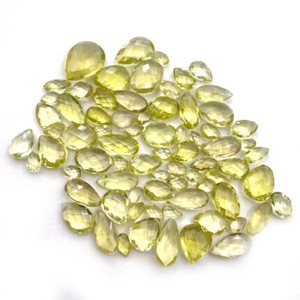 Natural Lemon Quartz Mix Briolette Cut Loose Gemstone Lot 19 Pcs 5-15 MM 50 CT