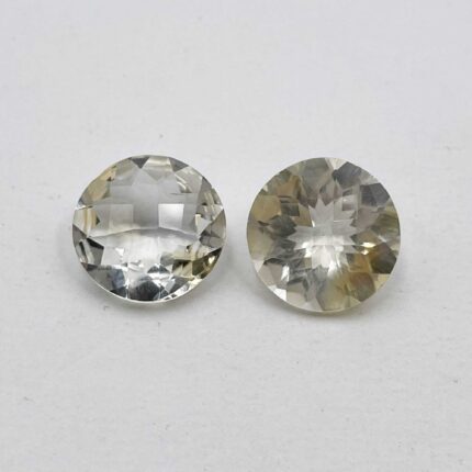 Natural Citrine Round Checker Cut Loose Gemstone Lot 2 Pcs 18 MM 31 CT