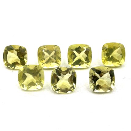 Natural Lemon Quartz Cushion Cut Loose Gemstone Lot 8 Pcs 12 MM 50 CT