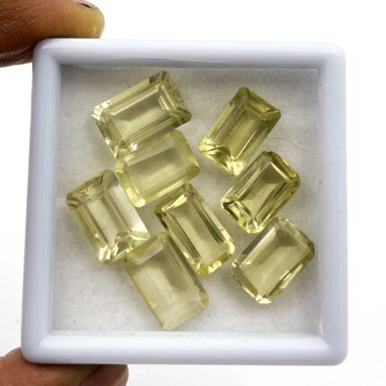 Natural Lemon Quartz Octagon Cut Loose Gemstone Lot 8 Pcs 8.50*12-9.50*14MM 42CT