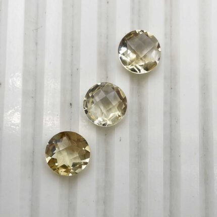 Natural Citrine Round Checker Cut Loose Gemstone Lot 3 Pcs 10 MM 8 CT
