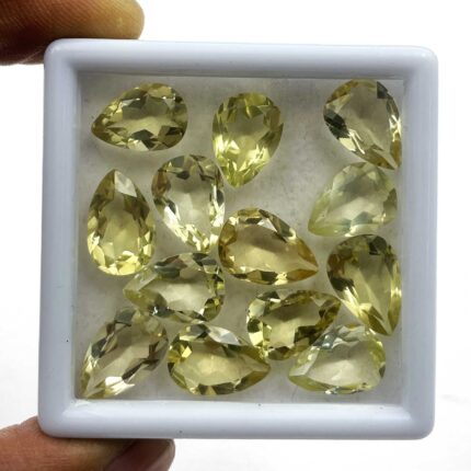 Natural Lemon Quartz Pear Cut Loose Stone Lot 13 Pcs 9*12.50-9*13.50 MM 47 CT