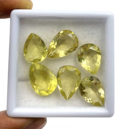 Natural Lemon Quartz Pear Cut Loose Stone Lot 6 Pcs 11.50*14.50-12*17 MM 41 CT