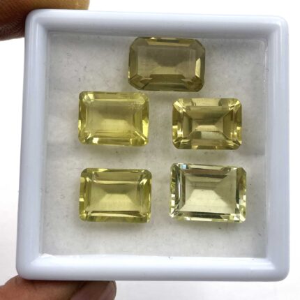 Natural Lemon Quartz Octagon Cut Loose Stone Lot 5 Pcs 10*13.50-11*15 MM 41.6 CT
