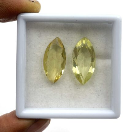 Natural Lemon Quartz Marquise Cut Loose Stone Lot 2 Pcs 11-22-12*23 MM 20.75 CT