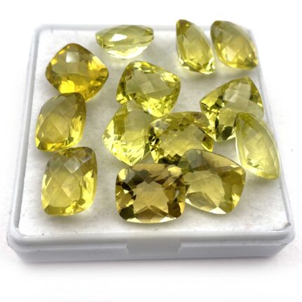 Natural Lemon Quartz Cushion Checker Cut Loose Stone Lot 10 Pcs 10*12 MM 53 CT