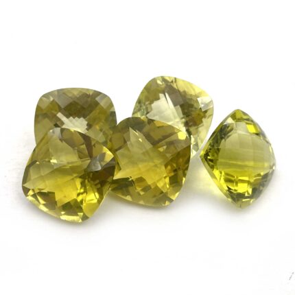 Natural Lemon Quartz Cushion Checker Cut Loose Stone Lot 5 Pcs 16 MM 74 CT