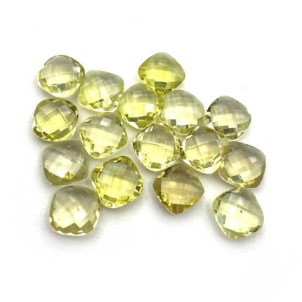 Natural Lemon Quartz Cushion Briolette Cut Loose Stone Lot 16 Pcs 12 MM 84 CT