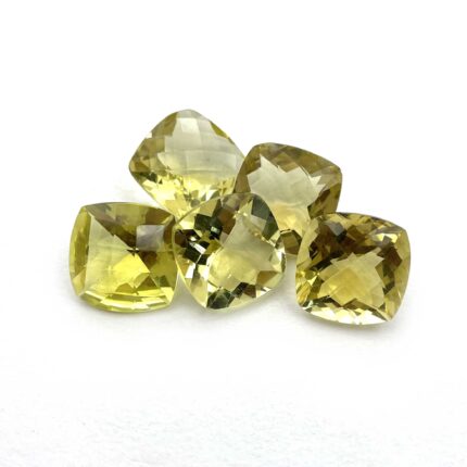 Natural Lemon Quartz Cushion Checker Cut Loose Gemstone Lot 5 Pcs 15 MM 55 CT