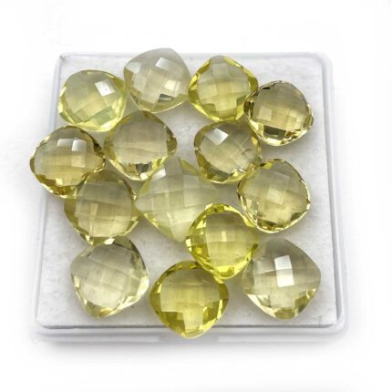 Natural Lemon Quartz Cushion Checker Cut Loose Gemstone Lot 20 Pcs 11 MM 90 CT