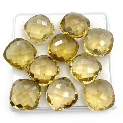 Natural Lemon Quartz Cushion Briolette Cut Loose Gemstone Lot 10 Pcs 14 MM 87 CT