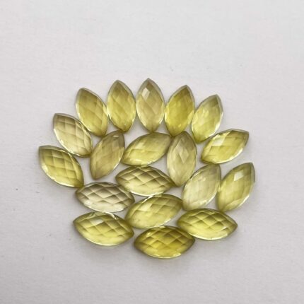 Natural Lemon Quartz Marquise Checker Cut Stone Lot 19 Pcs 7*14 MM 58 CT