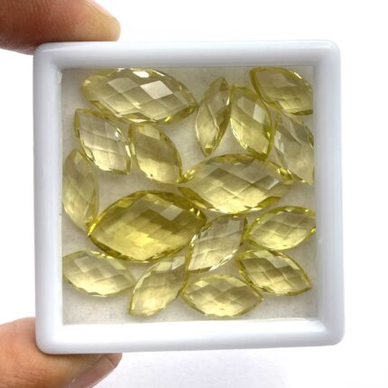 Natural Lemon Quartz Marquise Briolette Cut Stone Lot 16 Pcs 7*14-12*20 MM 57 CT