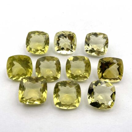 Natural Lemon Quartz Cushion Cut Stone Lot 8 Pcs 16 MM 111 CT