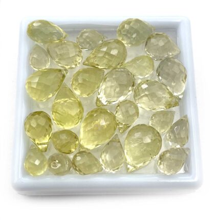 Natural Lemon Quartz Drop Briolette Cut Loose Stone Lot 35 Pcs 4*6-9*14 MM 100CT