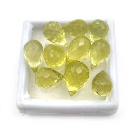 Natural Lemon Quartz Drop Briolette Cut Loose Stone Lot 10Pcs 8*11-10*14 MM 58CT
