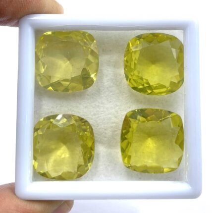Natural Lemon Quartz Cushion Cut Loose Gemstone Lot 7 Pcs 18 MM 114 CT