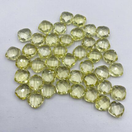 Natural Lemon Quartz Cushion Briolette Cut Loose Gemstone Lot 27Pcs 10 MM 100 CT