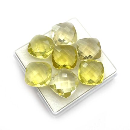 Natural Lemon Quartz Cushion Briolette Cut Loose Stone Lot 8 Pcs 13 MM 53 CT