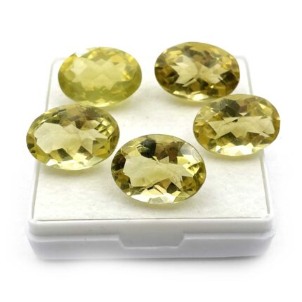 Natural Lemon Quartz Oval Checker Cut Stone Lot 15 Pcs 11.50*14.50-11*16mm 115CT