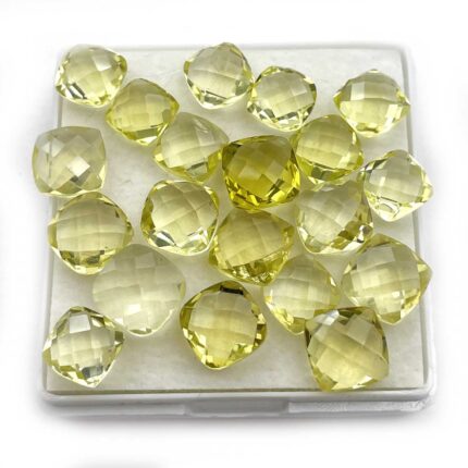 Natural Lemon Quartz Cushion Briolette Cut Stone Lot 73 Pcs 6-8 mm 124 CT