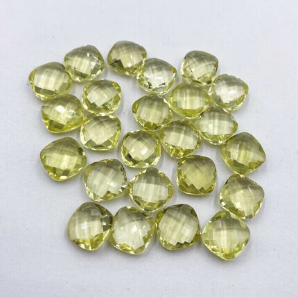 Natural Lemon Quartz Cushion Briolette Cut Loose Gemstone Lot 24 Pcs 10 MM 90 CT