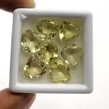 Natural Lemon Quartz Heart Cut Stone Lot 7 Pcs 11-12 MM 29 CT