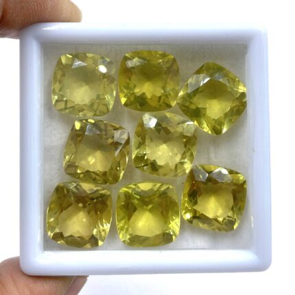 Natural Lemon Quartz Cushion Cut Loose Gemstone Lot 8 Pcs 13 MM 68 CT