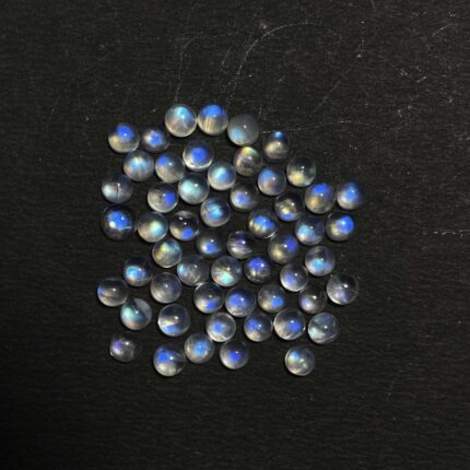Natural Rainbow Moonstone Round Loose Gemstone  Cabochon Lot 28 pcs 4 MM 10 CT