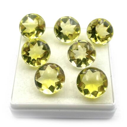 Natural Lemon Quartz Round Buff Top Stone Lot 7 Pcs 12 MM 41 CT