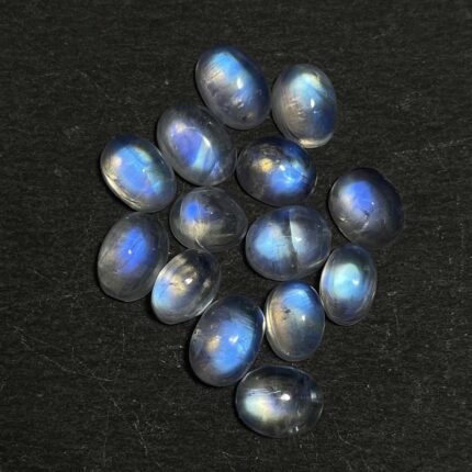 Natural Rainbow Moonstone Oval Loose Gemstone  Cabochon Lot 7 pcs 6*8 MM 10 CT