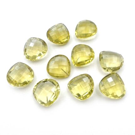Natural Lemon Quartz Heart Briolette Cut Top Drill Stone Lot 4 Pcs 18 MM 61 CT