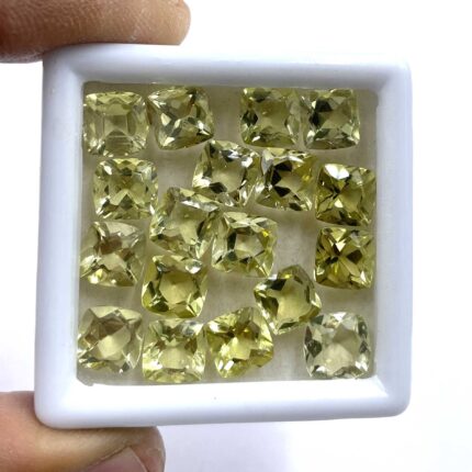 Natural Lemon Quartz Cushion Cut Loose Gemstone Lot 32 Pcs 7 MM 51 CT