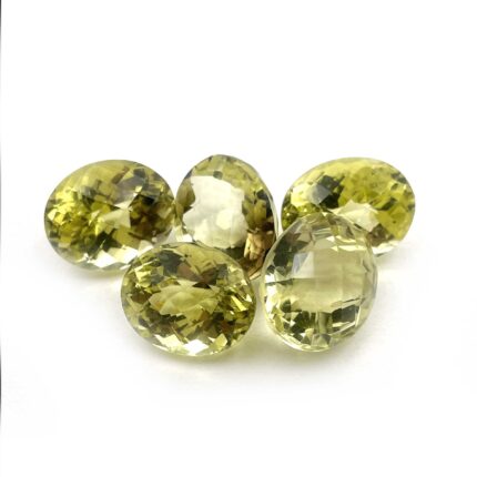 Natural Lemon Quartz Oval Checker Cut Stone Lot 5 Pcs 13.5*16.5-15*18.5 MM 76 CT
