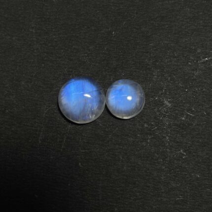 Natural Rainbow Moonstone Round Loose Gemstone Cabochon Lot 2 Pcs 11-12 MM 15 CT